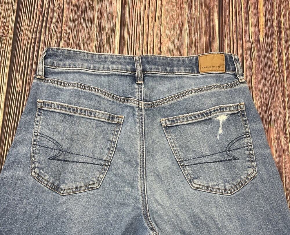 American Eagle Super High Rise Baggy Wide Leg Jeans Women's 8 Regular Distressed